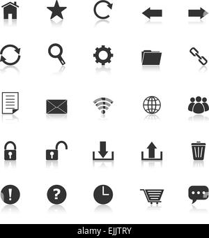 Tool bar icons with reflect on white background, stock vector Stock Vector