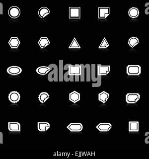 Label icons with reflect on black background, stock vector Stock Vector