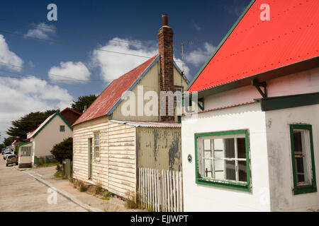 Falklands, Port Stanley, Pensioner’s Cottages, Pioneer Row, built in 1849 for military pensioners amongst early settlers Stock Photo