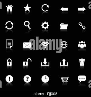 Tool bar icons with reflect on black background, stock vector Stock Vector