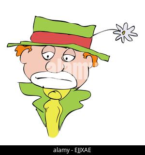 Vector illustration of the mournful clown - sad face Stock Vector