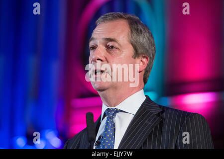 Nigel Farage,the UKIP leader,speaks at a conference at Westminster Central Hall about building new homes Stock Photo