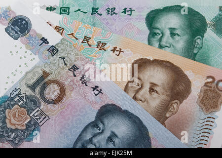 Chinese money (RMB). (10, 20 and 50 RMB note). Stock Photo