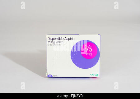 Dispersible Aspirin 75mg tablets soluble pack, Stock Photo