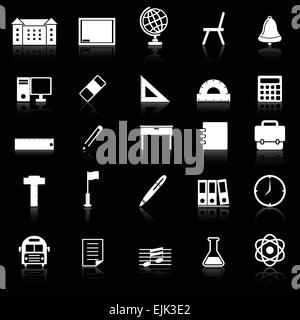 School icons with reflect on black background, stock vector Stock Vector