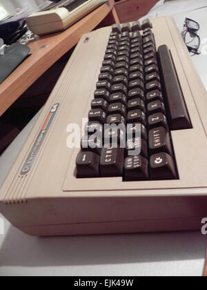 Trieste, TS, Italy - March 1, 2015: My dear old Commodore 64 emerged from the dust of the cellar Stock Photo
