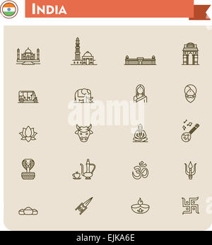 Taj Mahal, India Line Illustration. Historical Landmarks Gradient Icon ...