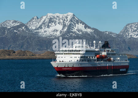 Norway Nordland, Helgeland coast, Hurtigruten in Alstfjord Stock Photo