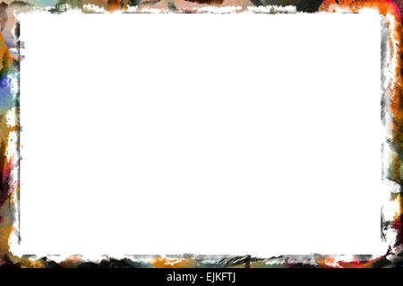 Unique multicolor border frame of artistic strokes of paint Stock Photo
