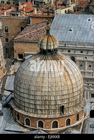 Venice, Province of Venice, ITALY. 6th Oct, 2004. One of the four smaller domes, flanking the large central dome of The Patriarchal Cathedral Basilica of Saint Mark in Venice viewed from atop the Campanile di San Marco (bell tower) in Piazza San Marco. Venice is one of the most popular international tourist destinations. © Arnold Drapkin/ZUMA Wire/Alamy Live News Stock Photo