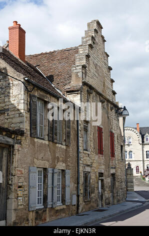 An unusual crow-stepped gable building in Chagny, Burgundy, France.