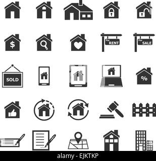 Real Estate Icons on White Background, stock vector illustration Stock ...