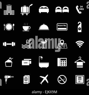 Hotel icons on black background, stock vector Stock Vector
