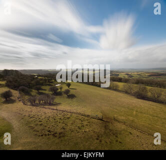 Rolling Landscape in the Cotswolds, a beautiful view near Broadway Stock Photo