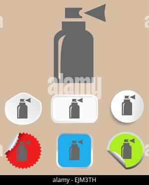 Illustration of spray painter holding paint spray gun spraying set ...