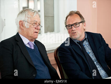 Alastair Hignell with Richard Ingrams at the Oldie Literary Lunch 17/04/12 Stock Photo