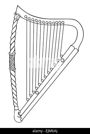 Illustration of the Irish harp from 12-th century - vector Stock Vector