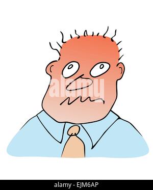 Cartoon image of the face of man - stress reaction Stock Vector