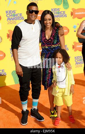 Tia Mowry-Hardrict, husband Cory Hardrict & son Cree Taylor Hardrict 28th Annual Kids Choice Awards 2015  28/03/2015 in Los Angeles Stock Photo