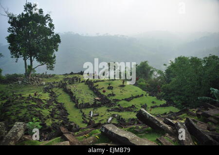 Gunung Padang, megalithic site located in Karyamukti village, Cianjur regency, West Java Province of Indonesia. Stock Photo