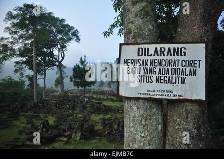 Gunung Padang, megalithic site located in Karyamukti village, Cianjur regency, West Java Province of Indonesia. Stock Photo