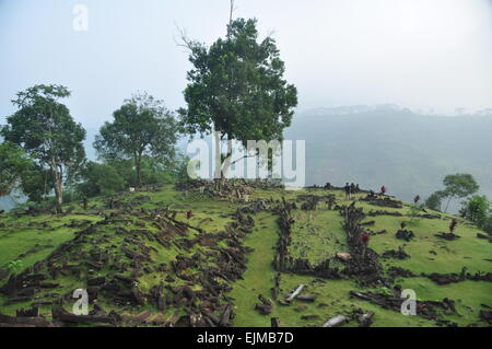 Gunung Padang, megalithic site located in Karyamukti village, Cianjur regency, West Java Province of Indonesia. Stock Photo