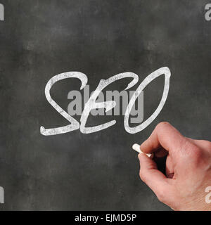 A Colourful 3d Rendered Concept Illustration showing Seo written on a Blackboard Stock Photo