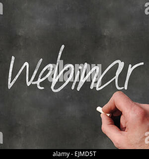 A Colourful 3d Rendered Concept Illustration showing Webinar written on a Blackboard Stock Photo