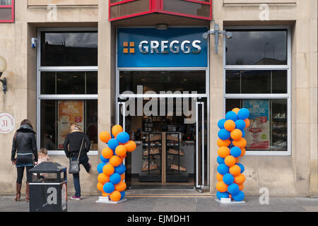 Greggs the bakers café and shop on Newcastle upon Tyne quayside, England, UK Stock Photo