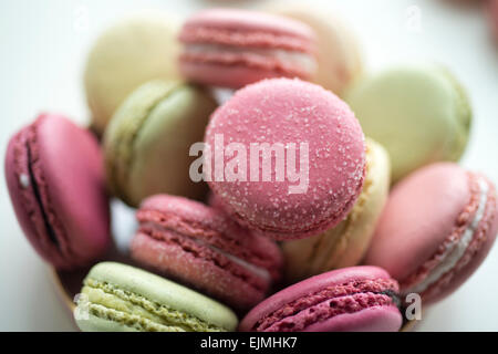 Pastel-colored French macarons Stock Photo