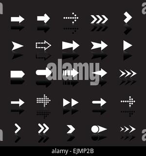 Arrow icons with reflect on black background, stock vector Stock Vector
