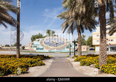 Giant Clock in the city of Al Ain, Emirate of Abu Dhabi. December 15, 2014 in Al Ain, United Arab Emirates Stock Photo