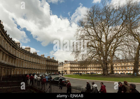 Georgian facade of the terraced houses in The Circus, Bath, Somerset, England, Great Britain, United Kingdom. Stock Photo