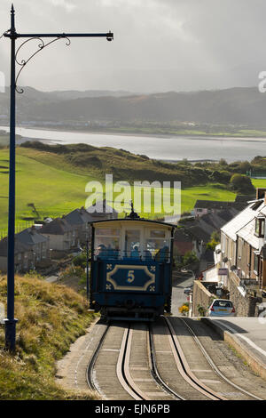 A tram on the Great Orme Tramway at Llandudno, Conwy, Wales, UK Stock Photo