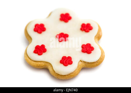 Gingerbread cookies with royal icing in the shape of a flower Stock Photo