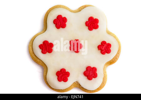 Gingerbread cookies with royal icing in the shape of a flower Stock Photo