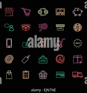Internet entrepreneur line icons flat color, stock vector Stock Vector
