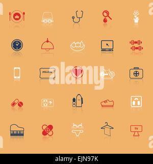 Quality life line icons with reflect, stock vector Stock Vector