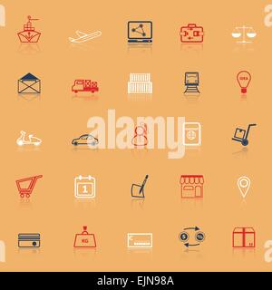 International business line icons with reflect, stock vector Stock Vector