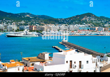 view of the port of Ibiza Town, in Ibiza, Balearic Islands, Spain Stock Photo