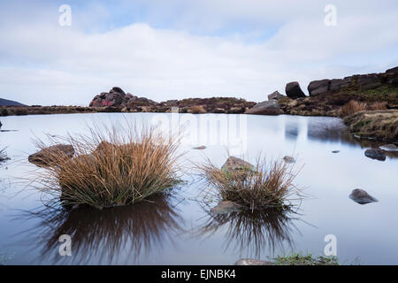 The Roaches in the Peak District, Derbyshire. Doxeys Pool with a long exposure Stock Photo