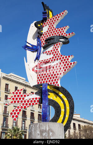 El Cap de Barcelona by Roy Lichtenstein, Barcelona, Spain. Stock Photo