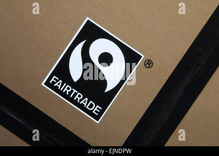 Fairtrade logo on box of Marks & Spencer Luxury Gold teabags - Fairtrade logo symbol Fair Trade Stock Photo