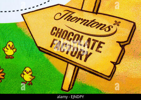 Thorntons Chocolate Factory - detail on Thorntons Harry Hopalot white chocolate Easter bunny rabbit egg Stock Photo