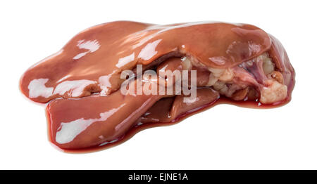 Raw Chicken Liver isolated on white background with clipping path Stock Photo