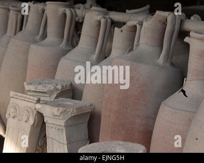 Pompeii, Naples, Italy clay jugs from ruins Stock Photo