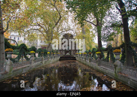 Maria Medici's fountain in the Luxembourg garden in the fall Stock Photo
