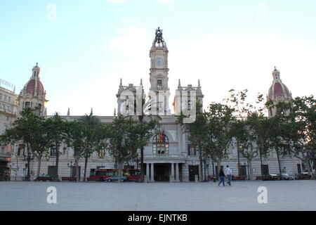 City Hall (Ayuntamiento or l'Ajuntament) on Plaza del Ayuntamiento in Valencia, Spain Stock Photo