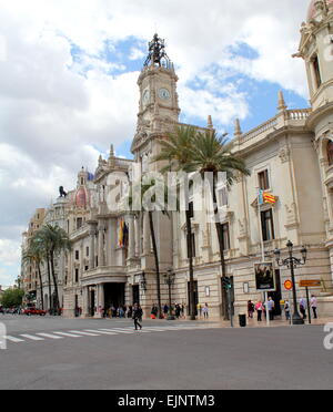 City Hall building (Ayuntamiento or l'Ajuntament) on Plaza del Ayuntamiento in Valencia, Spain Stock Photo
