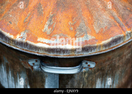Old Metal rusty dustbin Stock Photo